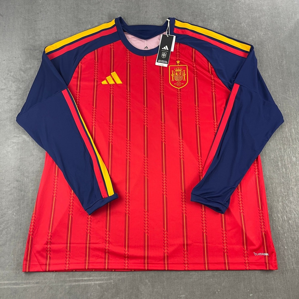 Spain Adidas Men 3XL Red National Team Home Jersey Long Sleeve JZ5786